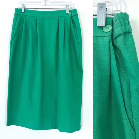 Vintage Dresses & Skirts - Vintage 1980’s jelly green rayon pencil skirt